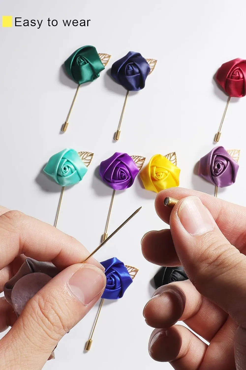 10pcs Wedding Lapel Flower Pin Rose for Man Suit Decoration