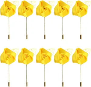 10pcs Wedding Lapel Flower Pin Rose for Man Suit Decoration