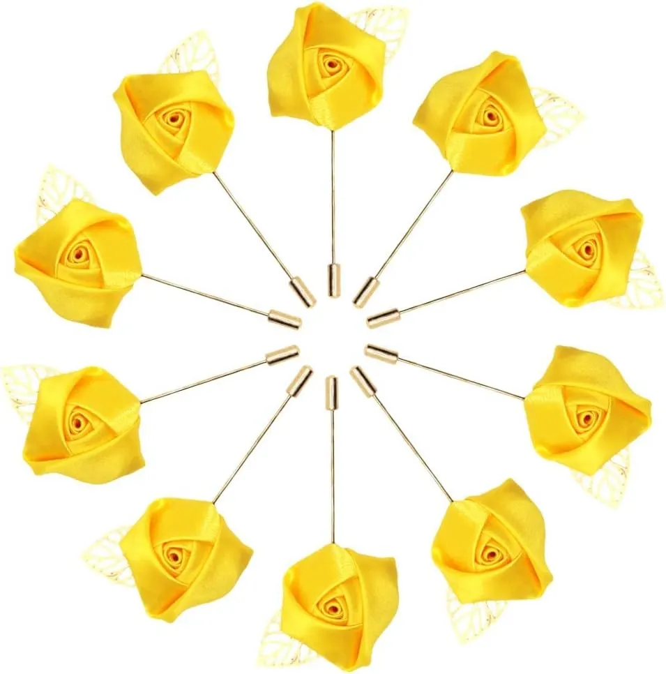 10pcs Wedding Lapel Flower Pin Rose for Man Suit Decoration