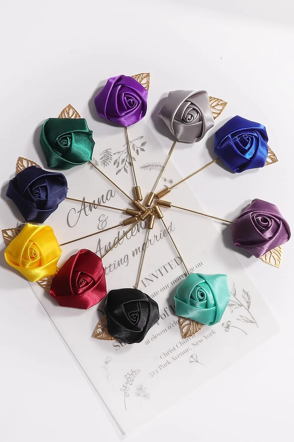 10pcs Wedding Lapel Flower Pin Rose for Man Suit Decoration