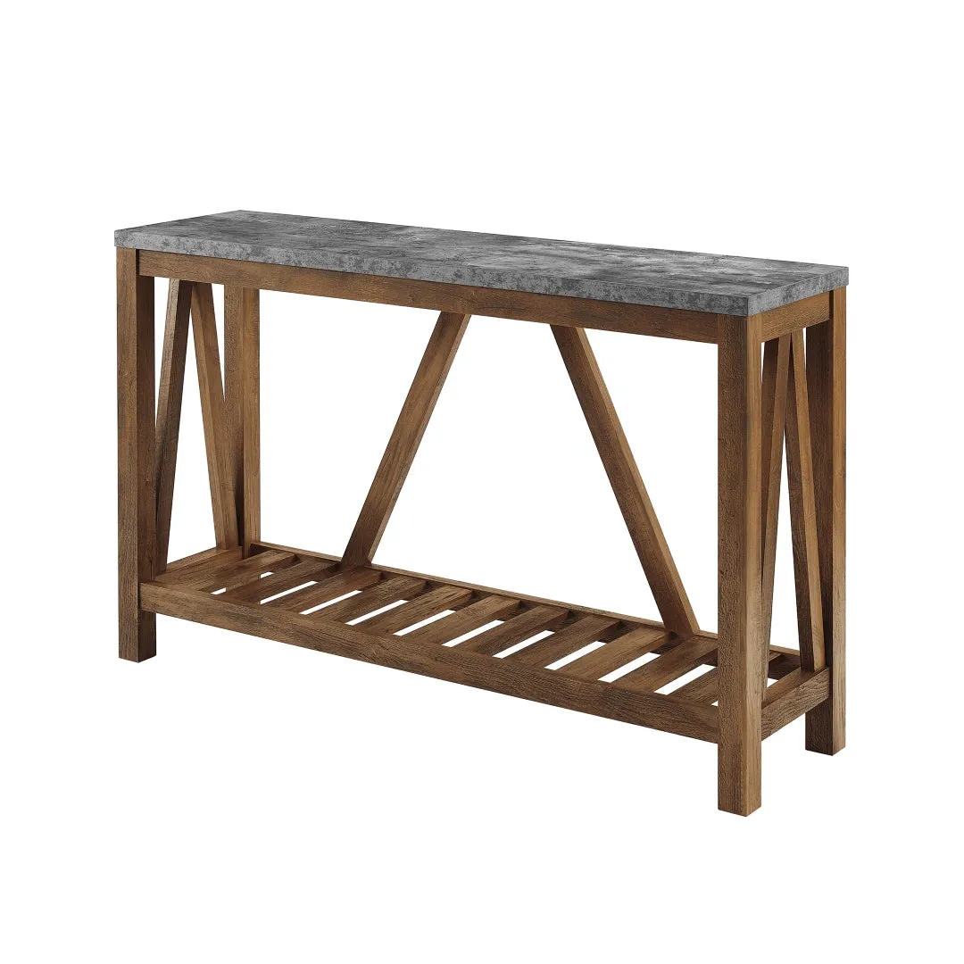 52" Rustic A-Frame Entryway Table with Open Shelf for Decor & Storage - Perfect Living Room Accent!