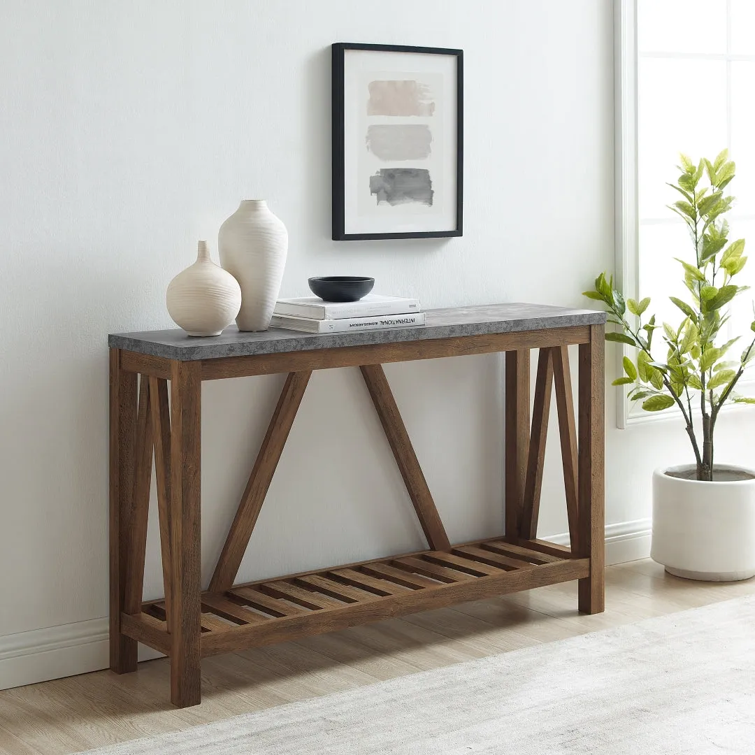 52" Rustic A-Frame Entryway Table with Open Shelf for Decor & Storage - Perfect Living Room Accent!