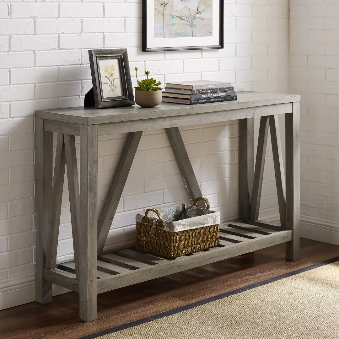 52" Rustic A-Frame Entryway Table with Open Shelf for Decor & Storage - Perfect Living Room Accent!