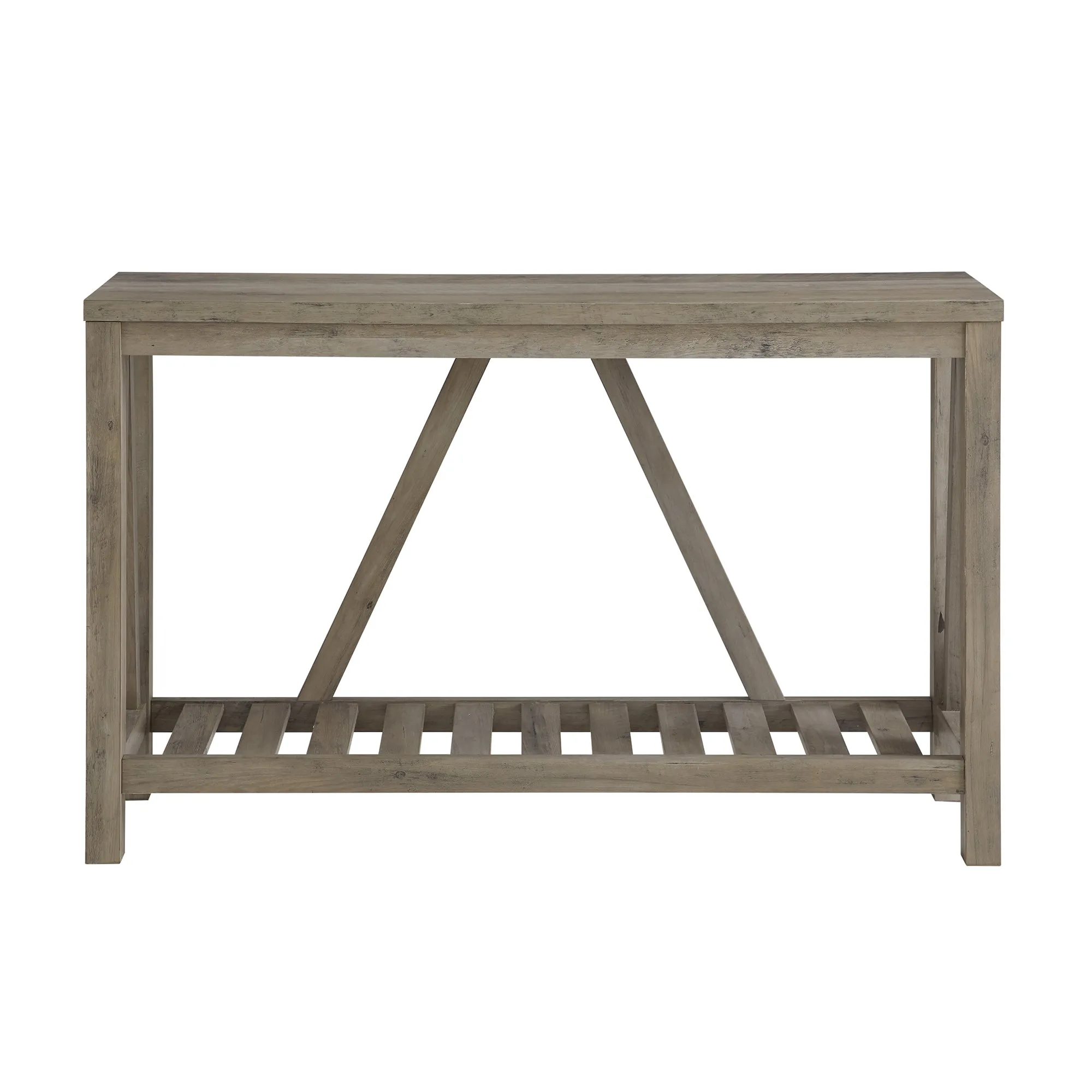 52" Rustic A-Frame Entryway Table with Open Shelf for Decor & Storage - Perfect Living Room Accent!
