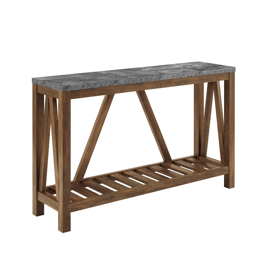 52" Rustic A-Frame Entryway Table with Open Shelf for Decor & Storage - Perfect Living Room Accent!
