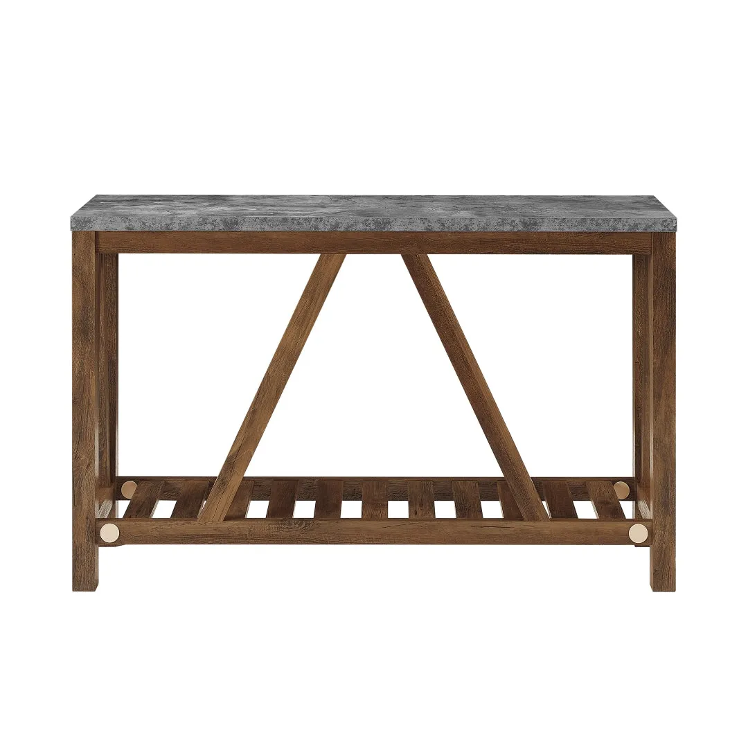 52" Rustic A-Frame Entryway Table with Open Shelf for Decor & Storage - Perfect Living Room Accent!