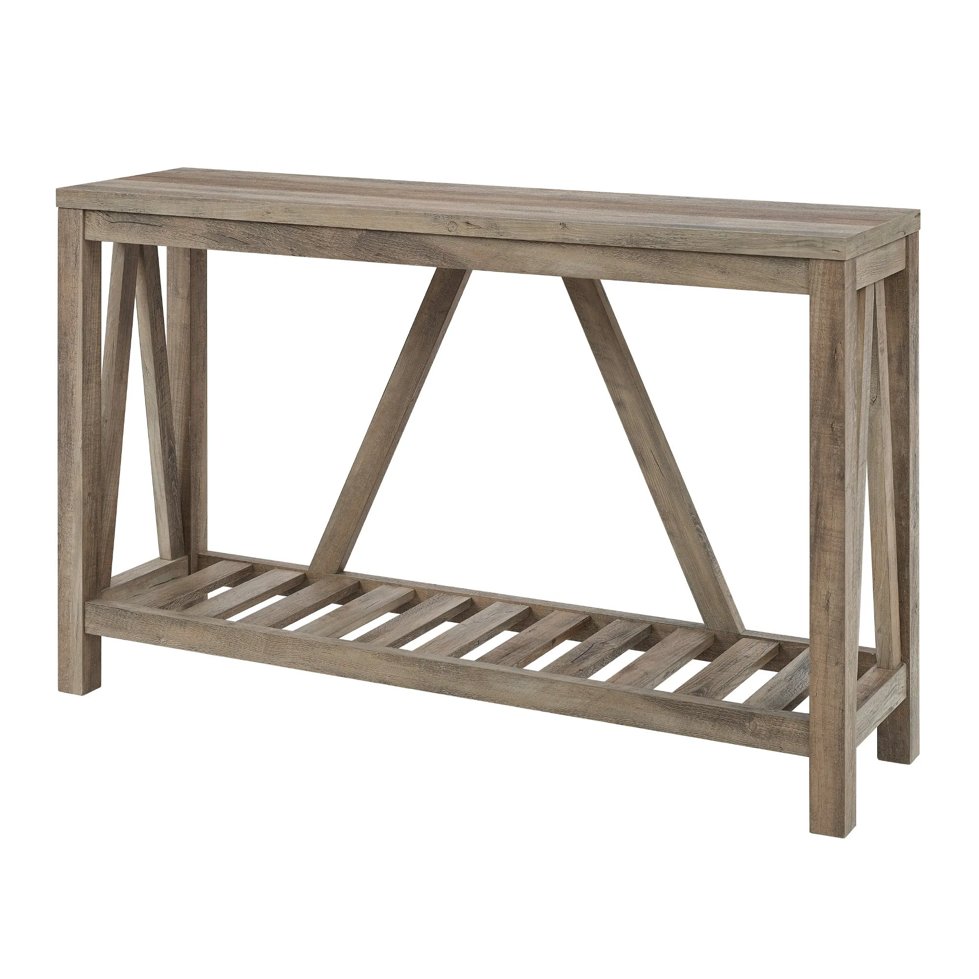 52" Rustic A-Frame Entryway Table with Open Shelf for Decor & Storage - Perfect Living Room Accent!