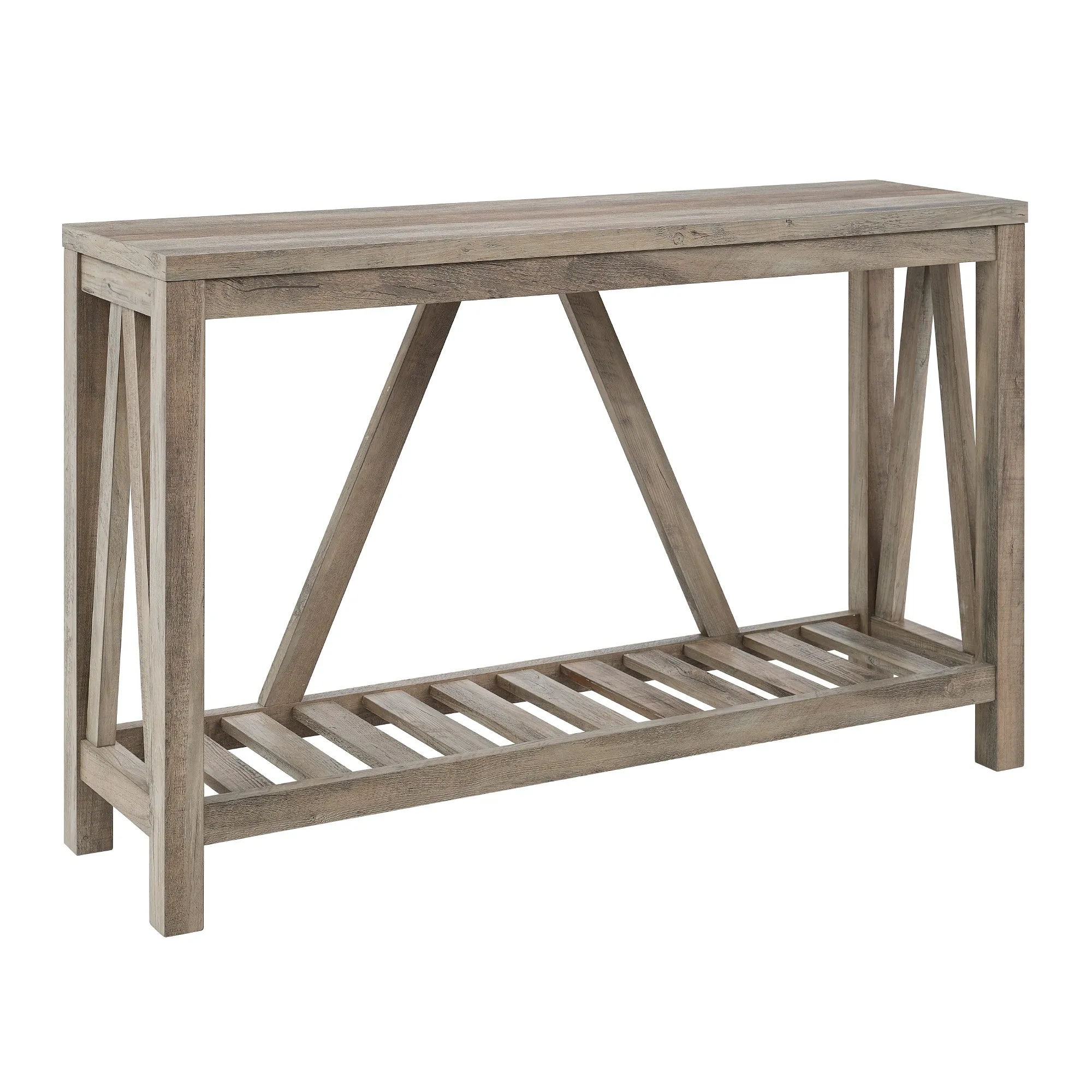 52" Rustic A-Frame Entryway Table with Open Shelf for Decor & Storage - Perfect Living Room Accent!