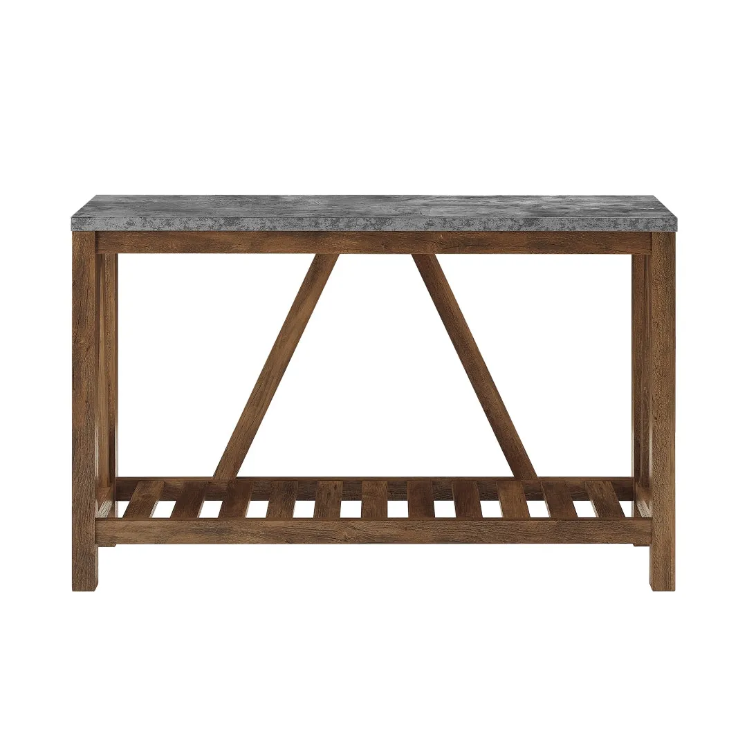 52" Rustic A-Frame Entryway Table with Open Shelf for Decor & Storage - Perfect Living Room Accent!