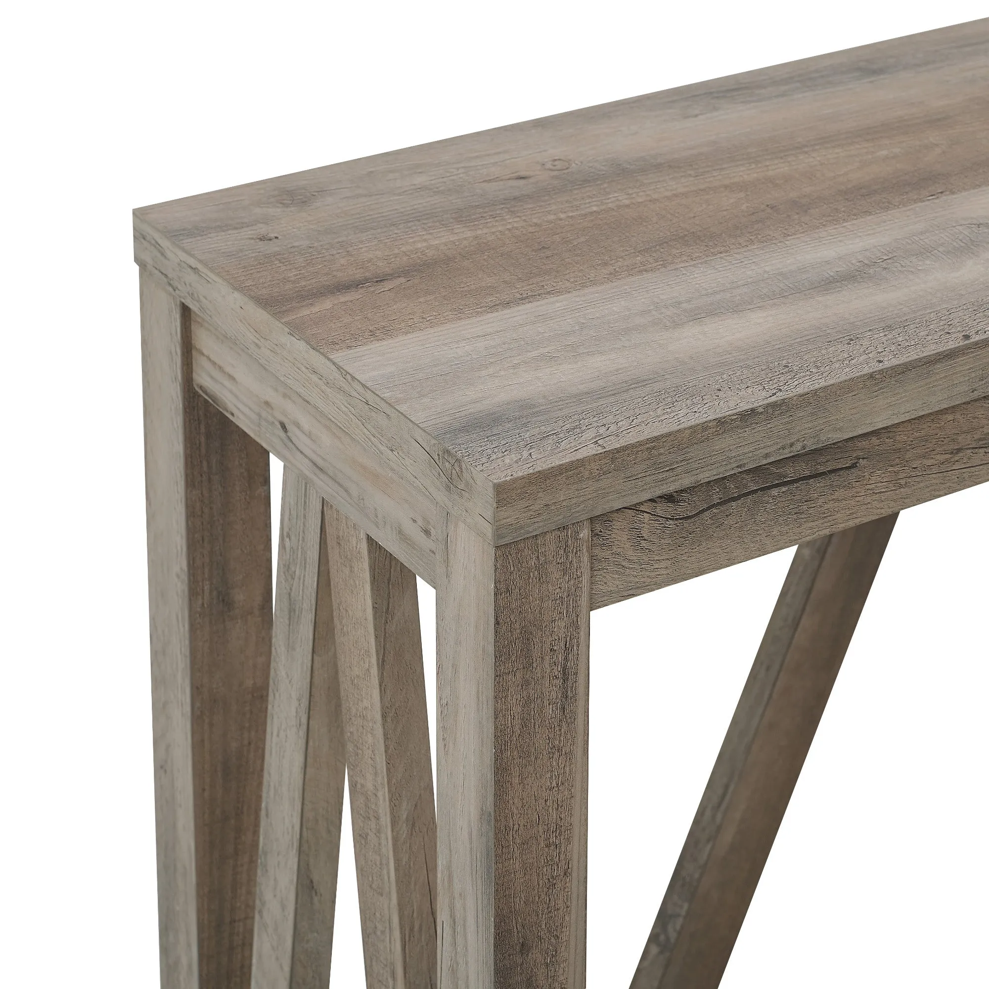 52" Rustic A-Frame Entryway Table with Open Shelf for Decor & Storage - Perfect Living Room Accent!