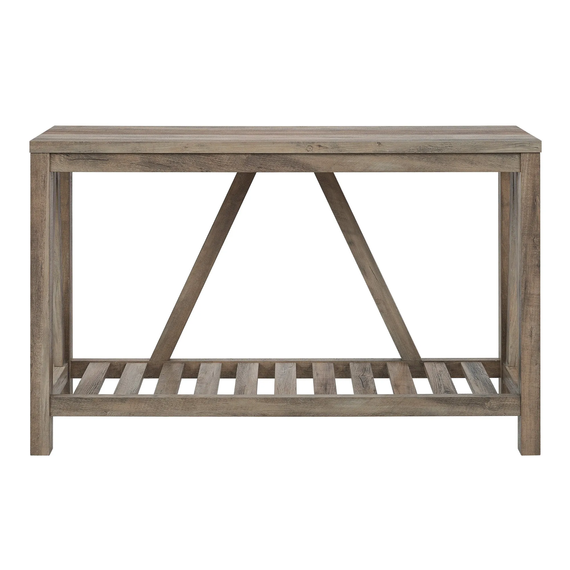 52" Rustic A-Frame Entryway Table with Open Shelf for Decor & Storage - Perfect Living Room Accent!