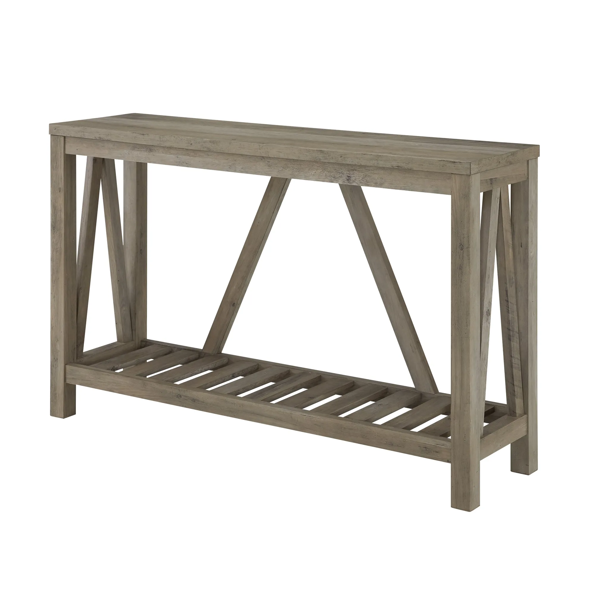 52" Rustic A-Frame Entryway Table with Open Shelf for Decor & Storage - Perfect Living Room Accent!
