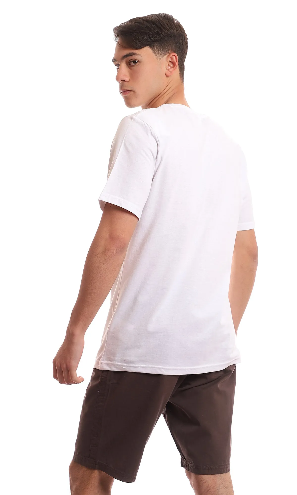 97390 " Space Crew " Circular Printed Pattern White T-Shirt