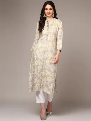 Ahika Women Grey Viscose Rayon Floral Printed VCK9519