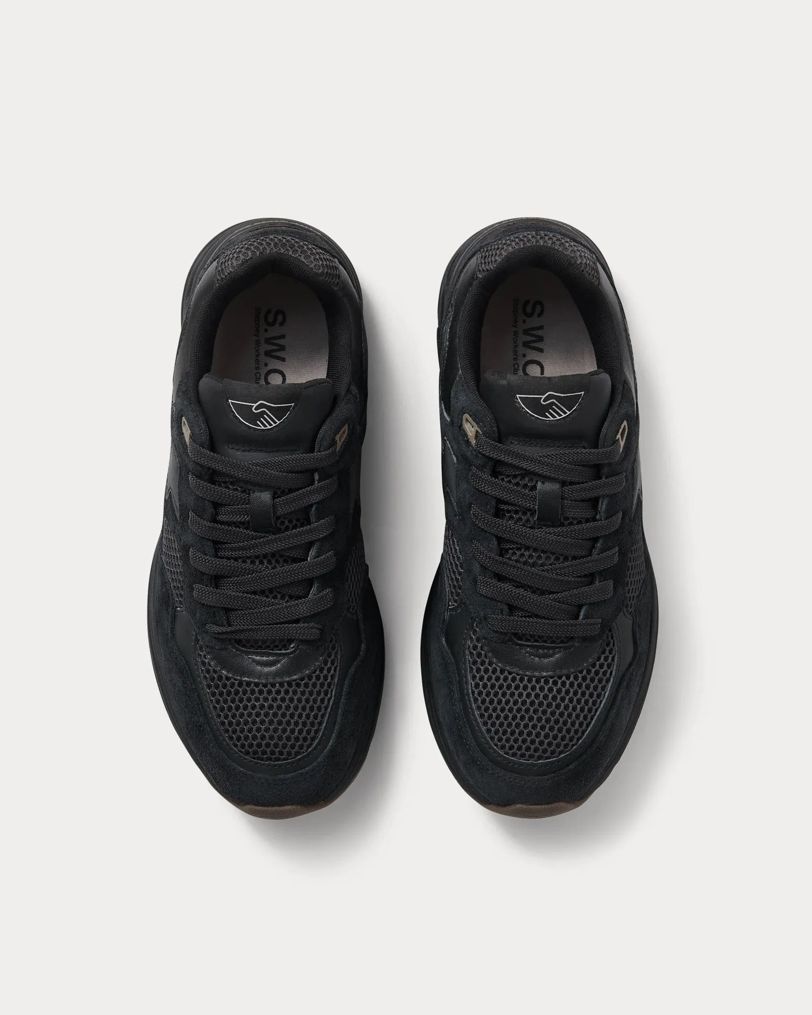 Amiel S-Strike Geo-Merged Suede Tech Black Low Top Sneakers