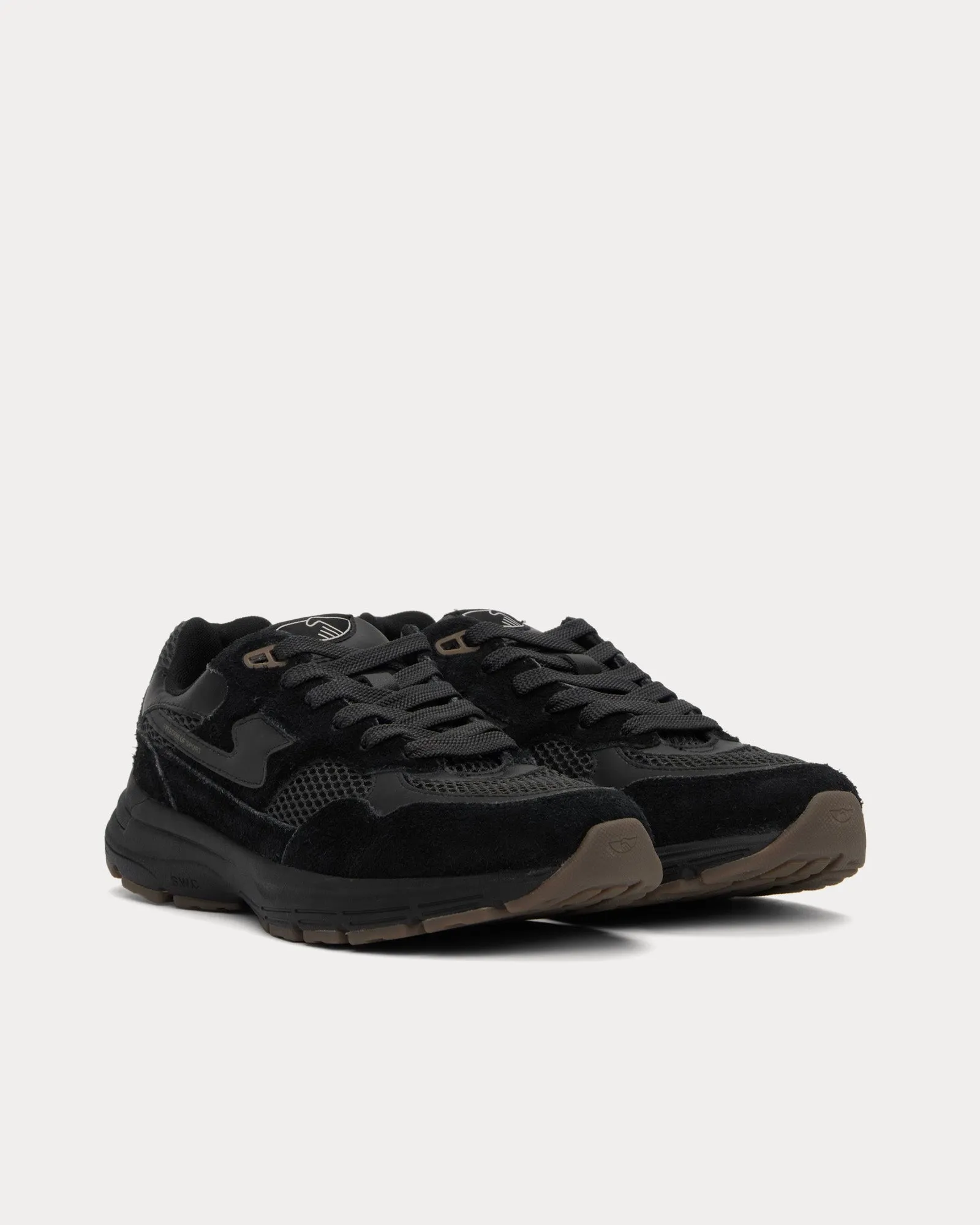 Amiel S-Strike Geo-Merged Suede Tech Black Low Top Sneakers