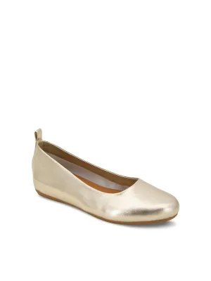 ANDRE ASSOUS Womens Gold Pull Tab Nalah Round Toe Slip On Leather Flats Shoes M