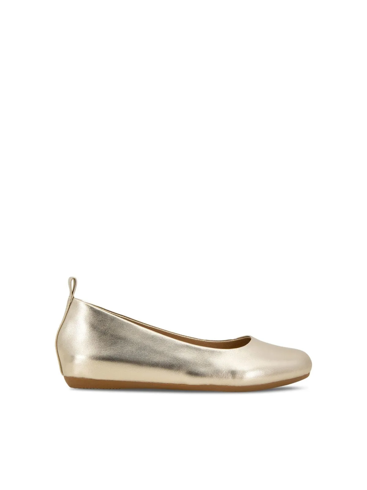ANDRE ASSOUS Womens Gold Pull Tab Nalah Round Toe Slip On Leather Flats Shoes M