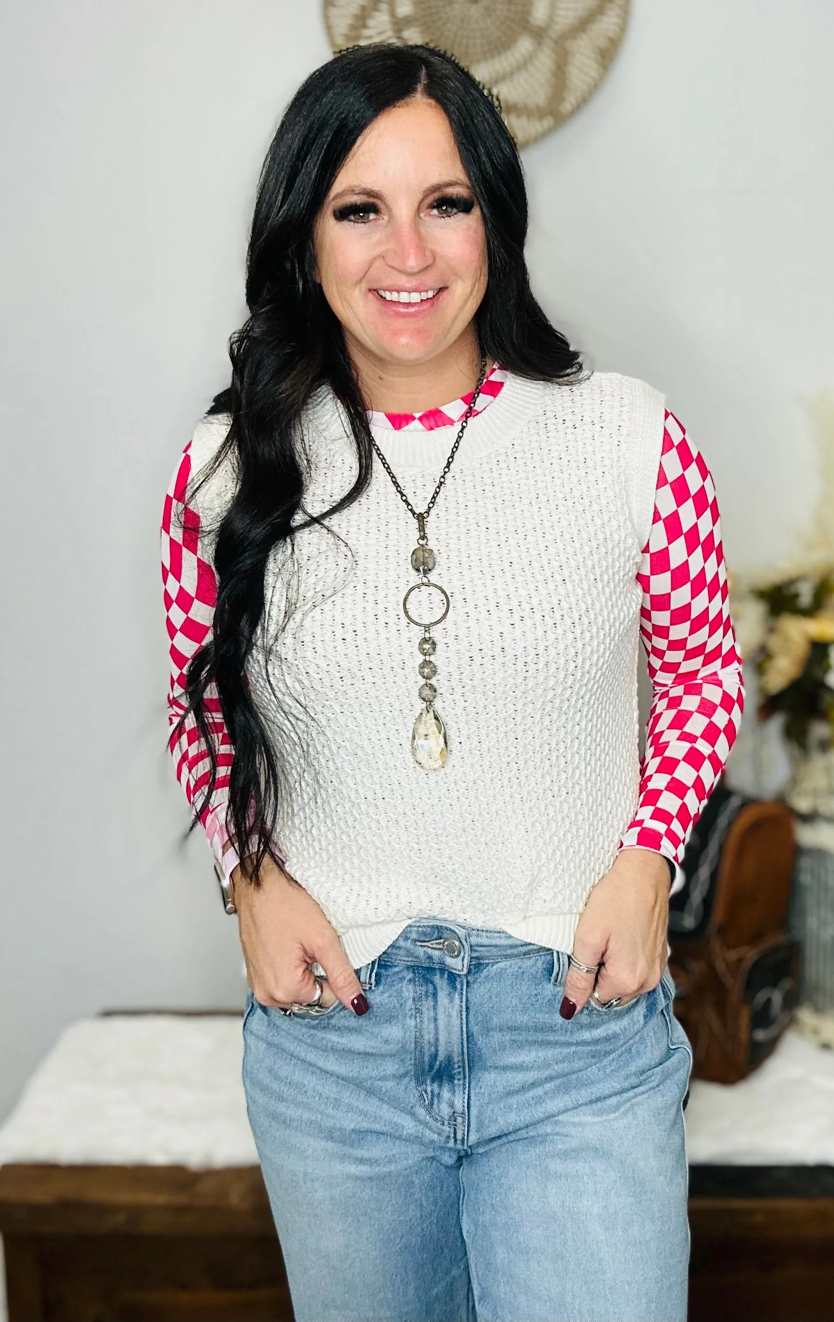 Avery White Sleeveless Sweater Vest