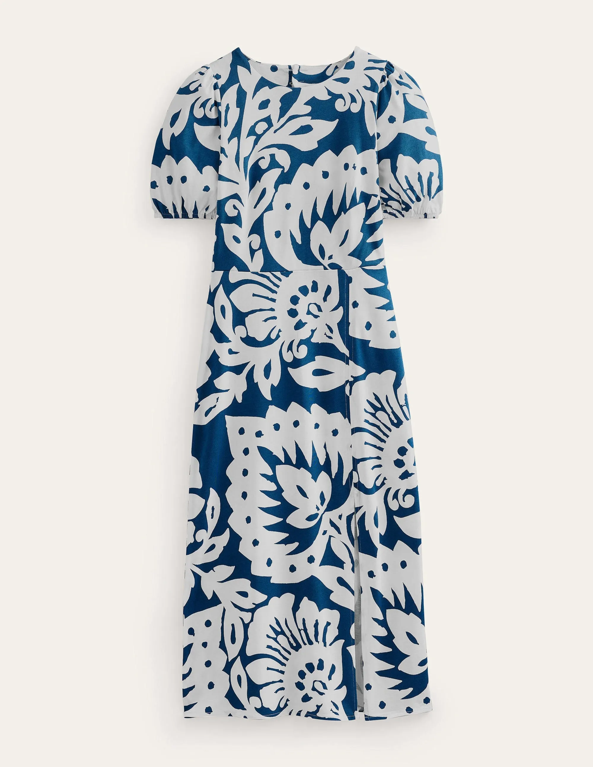 Back Detail Jersey Midi Dress-Sapphire, Oak Terrace