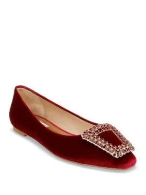 BADGLEY MISCHKA Womens Red Embellished Hardware Padded Emerie Pointed Toe Slip On Dress Flats Shoes