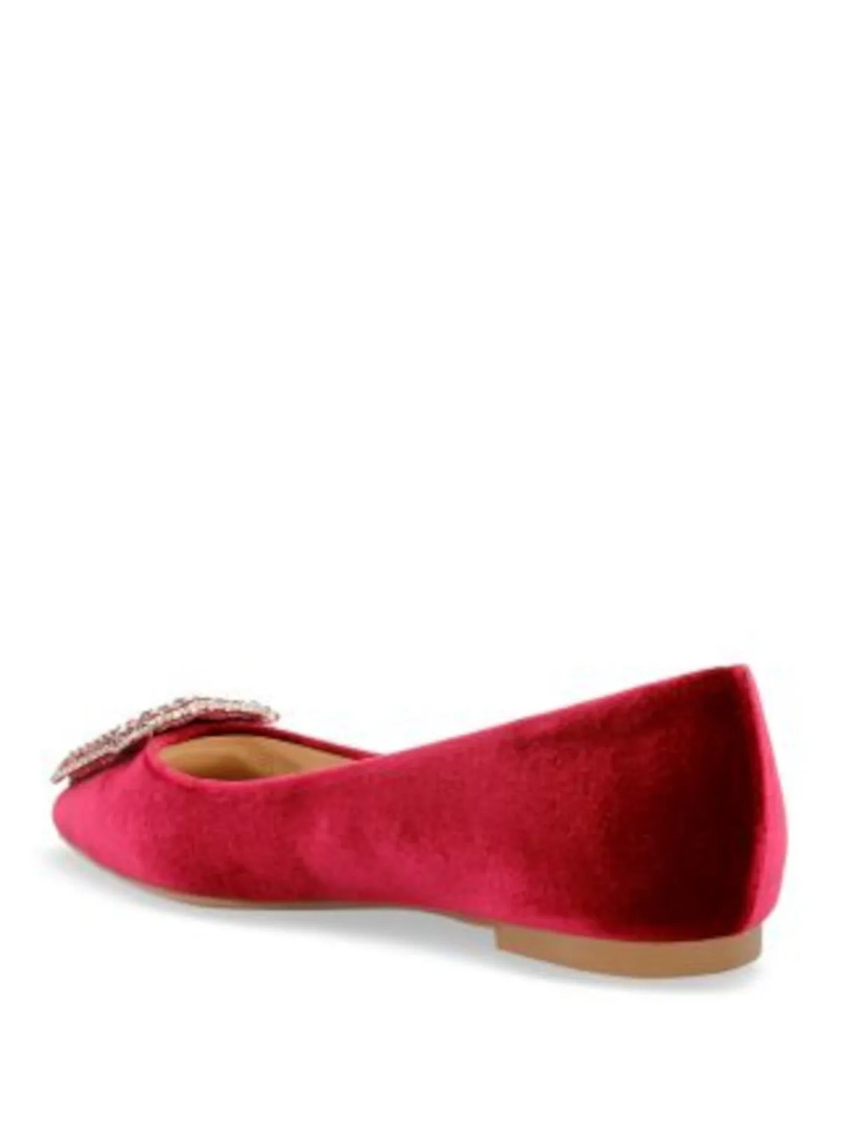 BADGLEY MISCHKA Womens Red Embellished Hardware Padded Emerie Pointed Toe Slip On Dress Flats Shoes