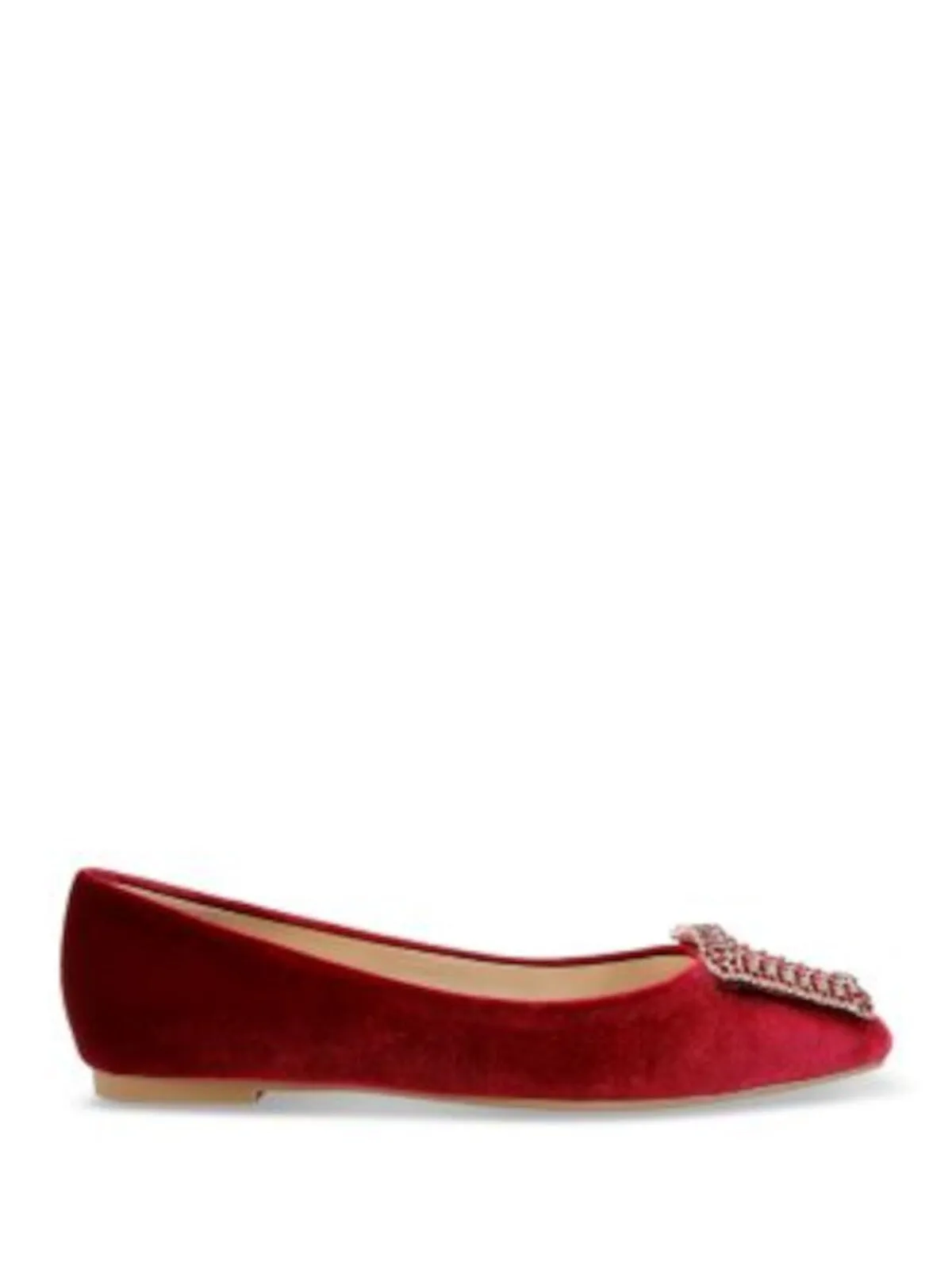 BADGLEY MISCHKA Womens Red Embellished Hardware Padded Emerie Pointed Toe Slip On Dress Flats Shoes