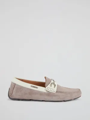 Beige Suede Loafers