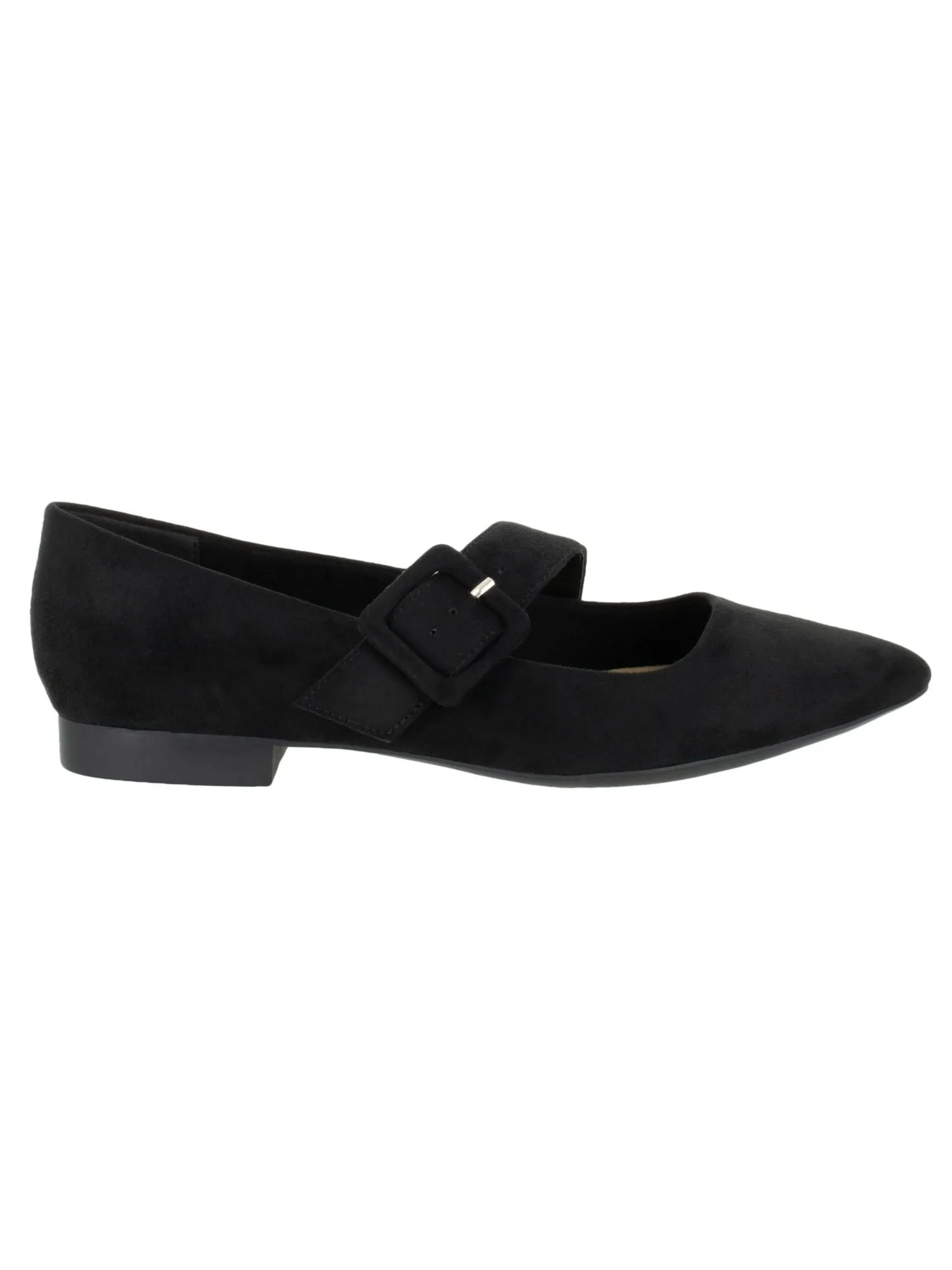 BELLA VITA Womens Black Mary Jane Padded Virginia Ii Pointed Toe Buckle Flats Shoes W