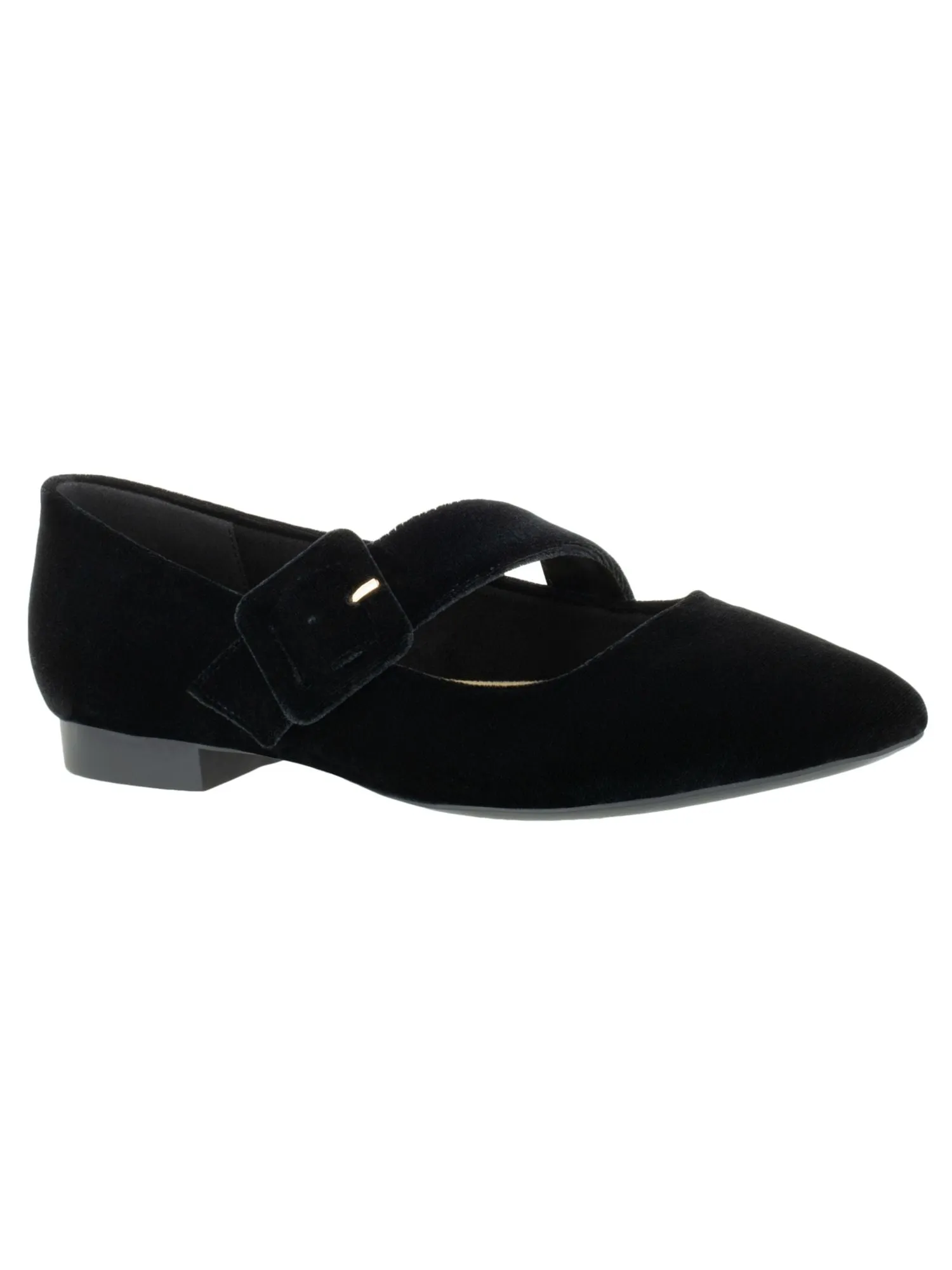BELLA VITA Womens Black Mary Jane Padded Virginia Ii Pointed Toe Buckle Flats Shoes W