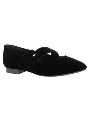 BELLA VITA Womens Black Mary Jane Padded Virginia Ii Pointed Toe Buckle Flats Shoes W