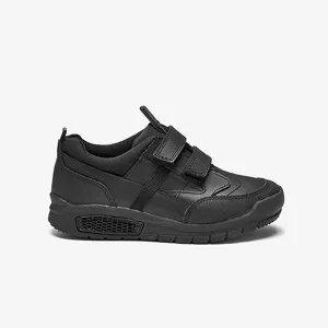 Black Leather Airflow Strap Touch Fastening Shoes (Older Boys)