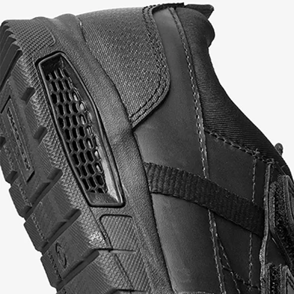Black Leather Airflow Strap Touch Fastening Shoes (Older Boys)