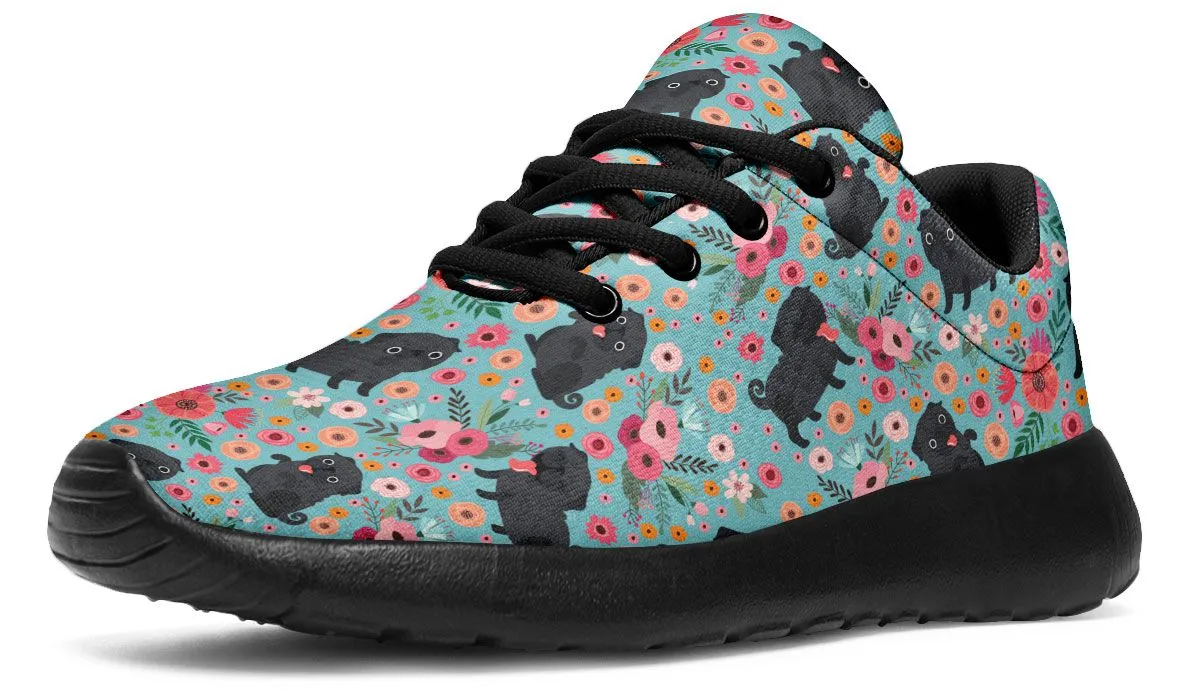 Black Pug Flower Sneakers