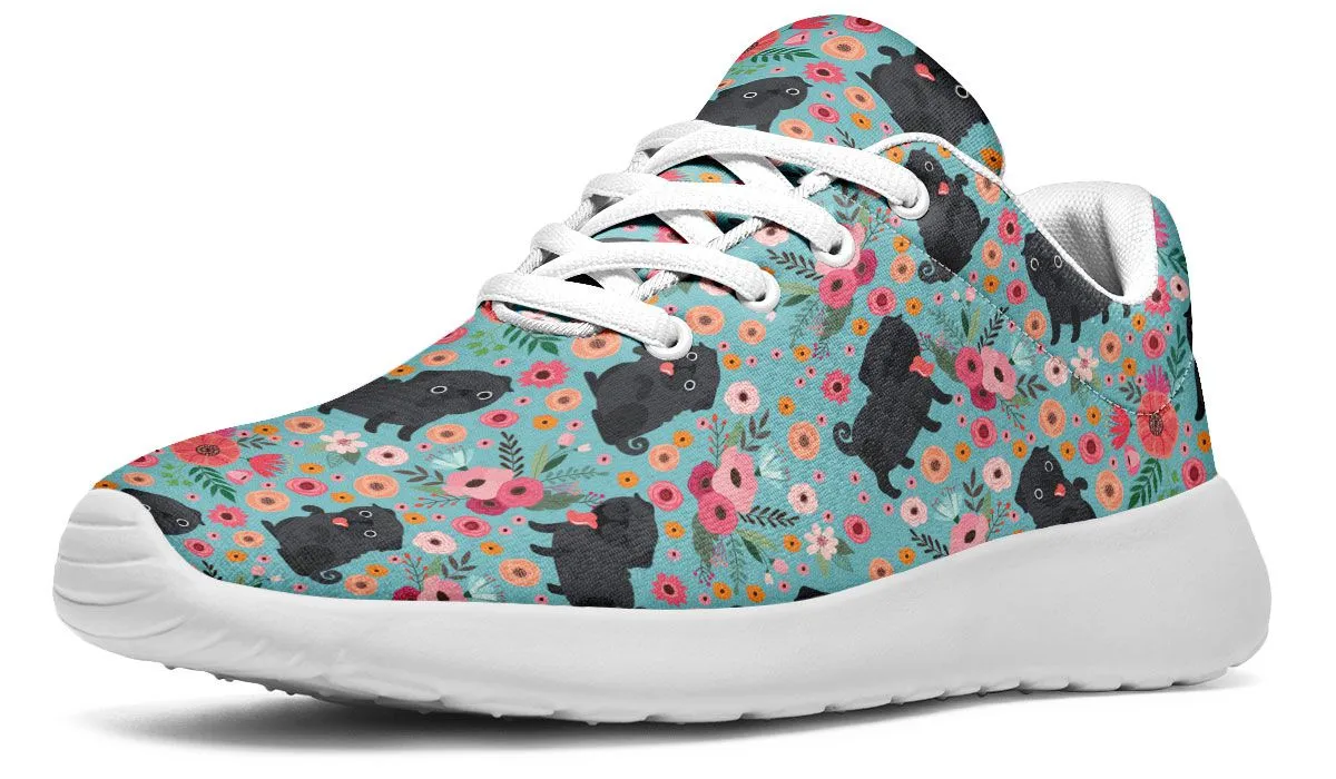 Black Pug Flower Sneakers