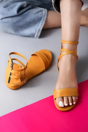 Brauch Women's Mustard High Multi Strap Sandal