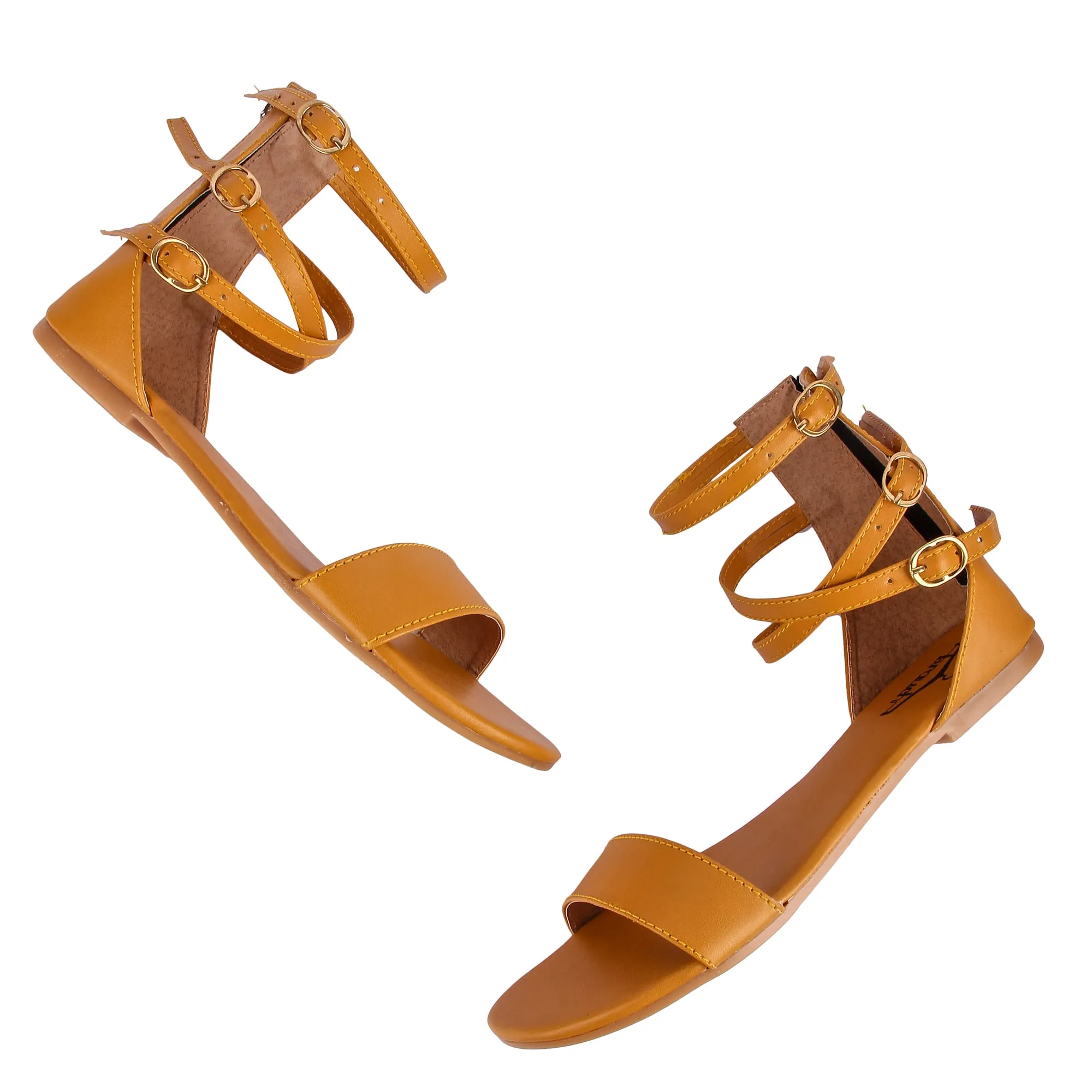 Brauch Women's Mustard High Multi Strap Sandal