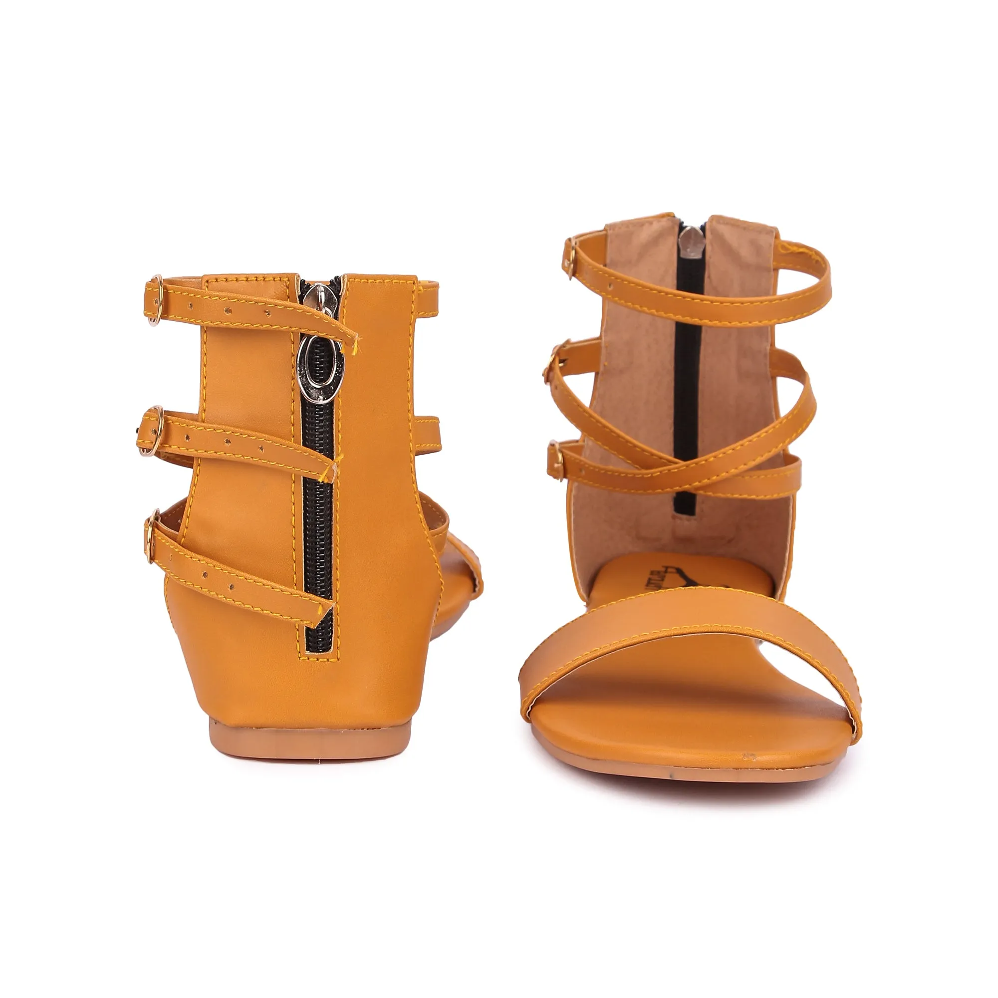 Brauch Women's Mustard High Multi Strap Sandal