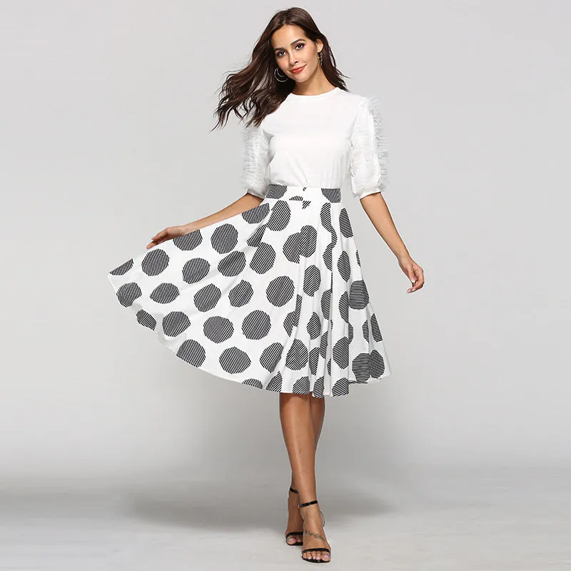 Chic Elegance Large Polka Dot Round Skirt