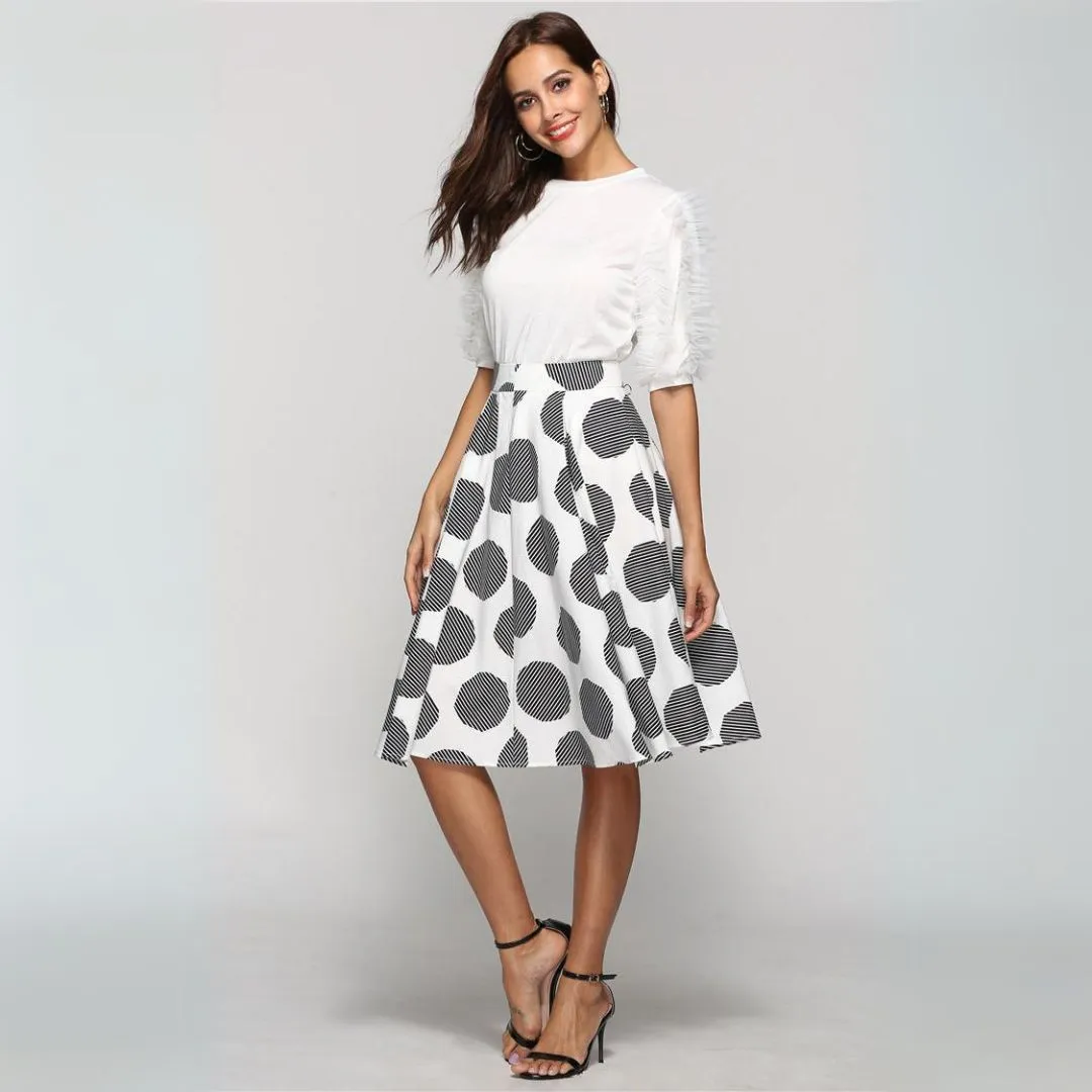Chic Elegance Large Polka Dot Round Skirt