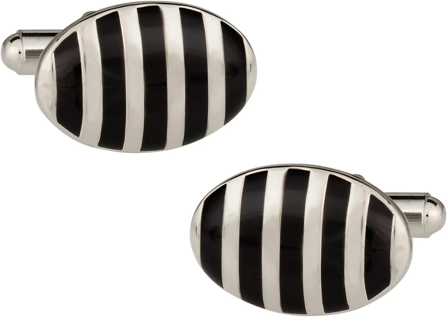Cuff-Daddy Black & Silver Oval Cufflinks with Presentation Gift Box