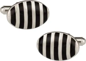 Cuff-Daddy Black & Silver Oval Cufflinks with Presentation Gift Box