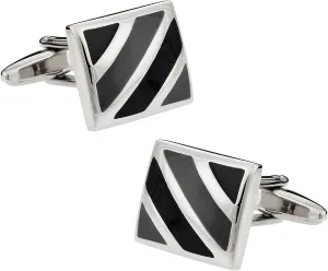Cuff-Daddy Black Gray Enamel Cufflinks