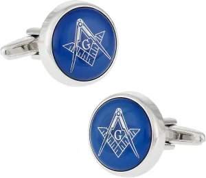 Cuff-Daddy Blue Masonic Freemason Round Cufflinks with Presentation Box