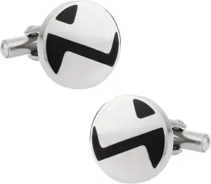 Cuff-Daddy Cool Round Black Enamel Stainless Steel Cufflinks with Presentation Box