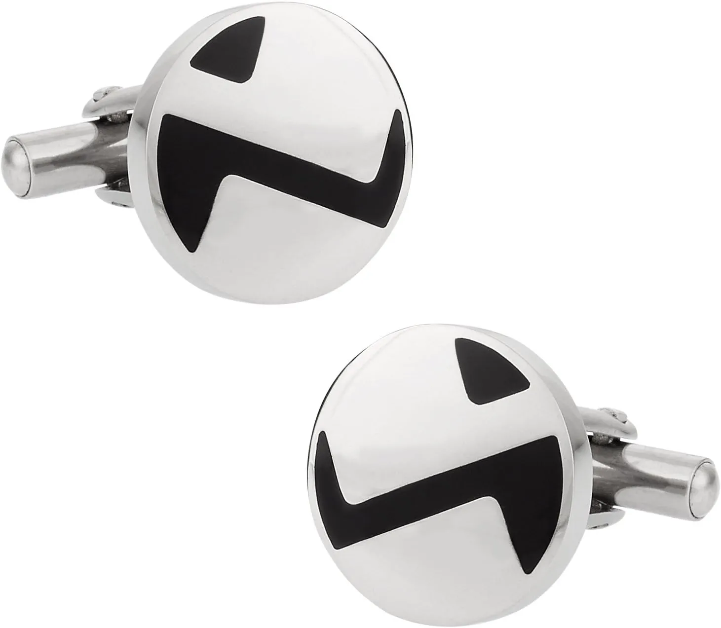 Cuff-Daddy Cool Round Black Enamel Stainless Steel Cufflinks with Presentation Box