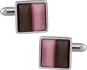 Cuff-Daddy Espresso Brown and Pink Square Cufflinks with Presentation Box
