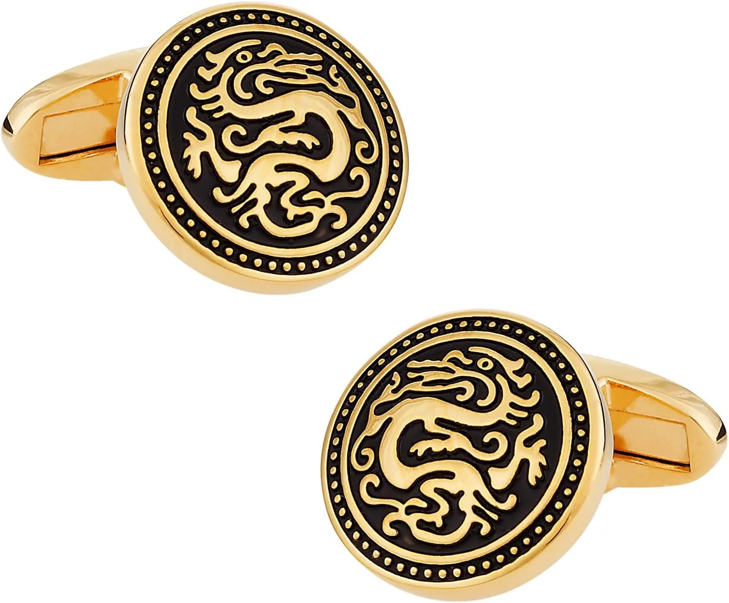 Cuff-Daddy Gold Chinese Dragon Cufflinks with Presentation Box