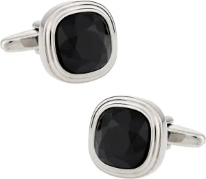 Cuff-Daddy Jet Black Crystal Cufflinks with Presentation Box