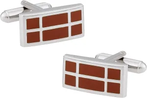 Cuff-Daddy Rectangular Dark Orange Enamel Silver Cufflinks with Presentation Box
